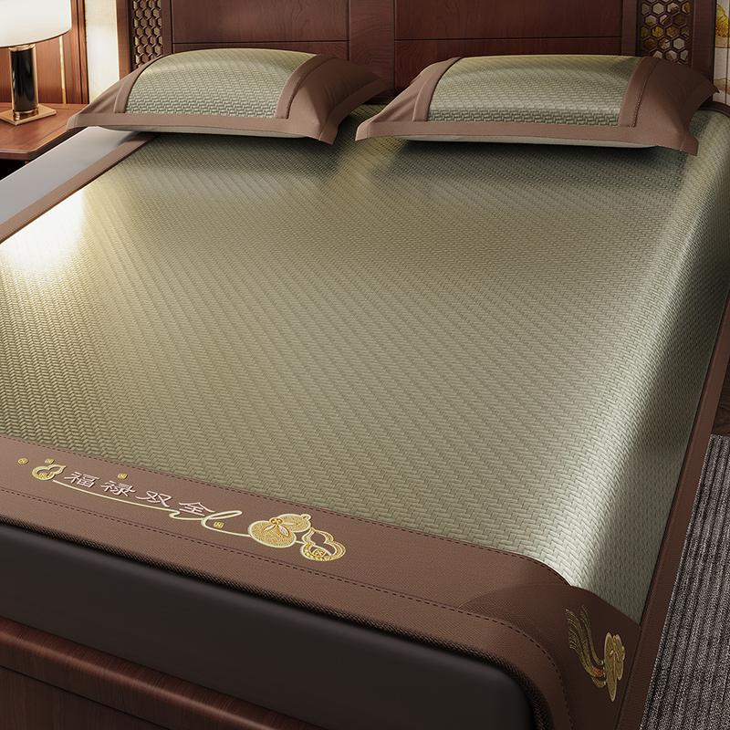 Sleeping grid cool feeling embroidered cool mat with gourd double full body