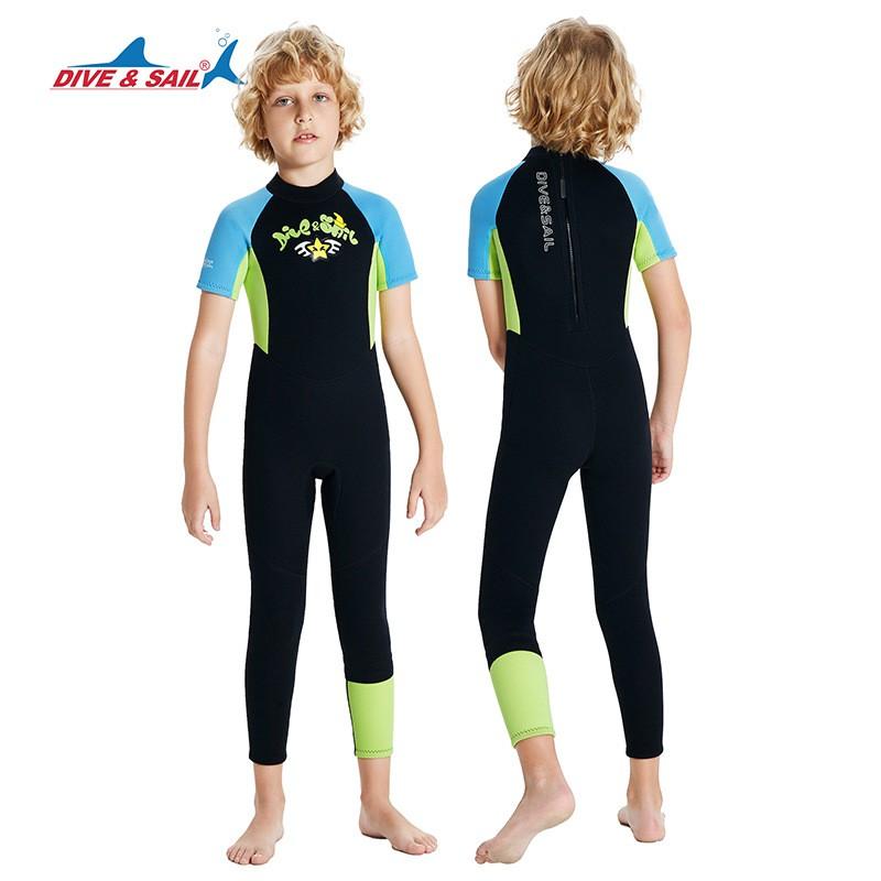 Kids 2.5mm Neoprene Short Sleeve Full Wetsuit Boys Warm Water Surfing Snorkeling Swimming Gear