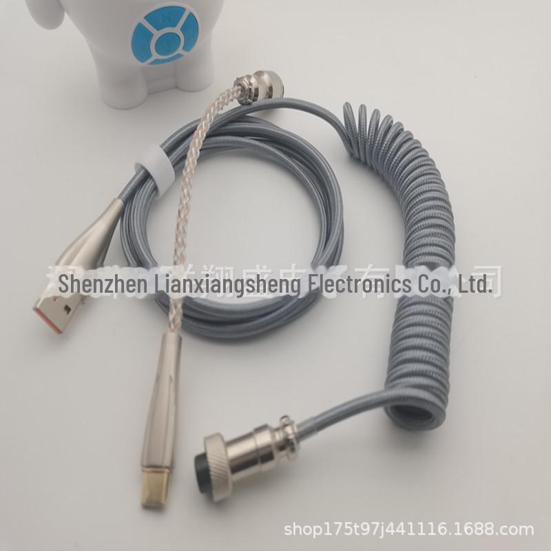 Настраиваемый светящийся металлический пружинный кабель USB-C для передачи данных для механических клавиатур