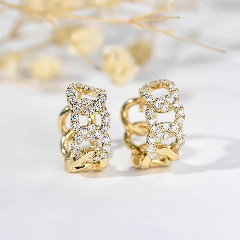 Huitan Noble Hook-Ups Designed Hoop Earrings for Women Luxury Brilliant Cubic Zirconia Ear Accessories Chic Engagement Zircon