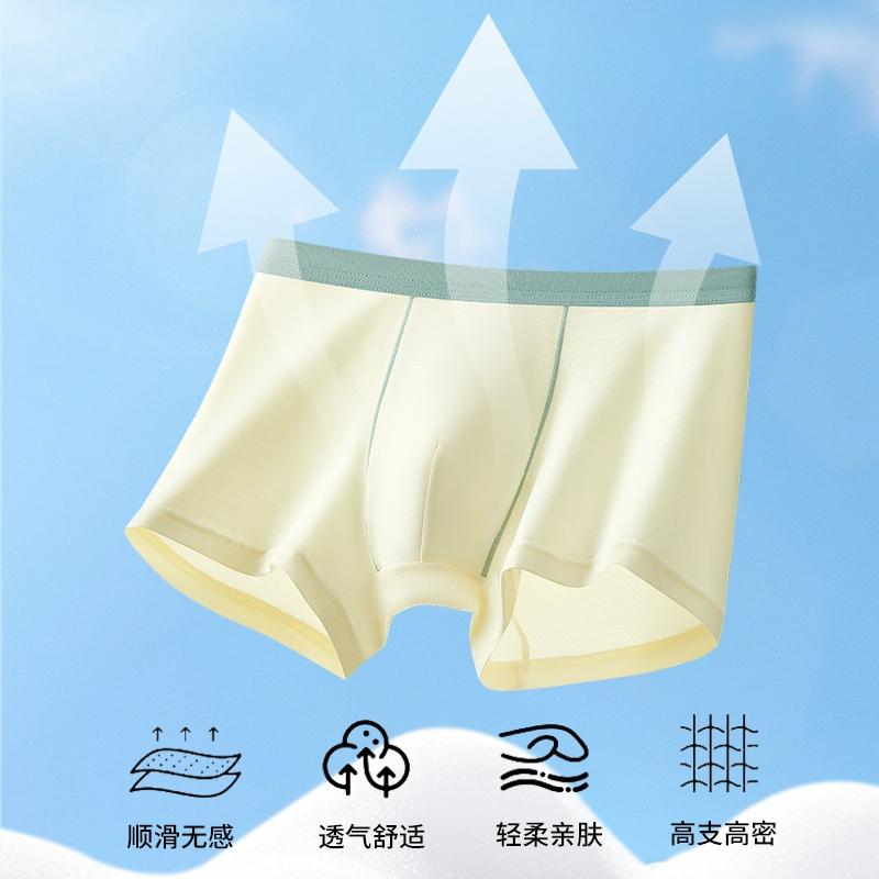 4-pack Youth Underwear: Mulberry Silk Antibacterial Development Period Growth Leave No Trace Flat Corner Pants