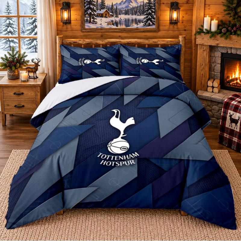 Печатный комплект постельного белья из 3 предметов с узором Tottenham Hotspur, простыня, наволочка для декора спальни