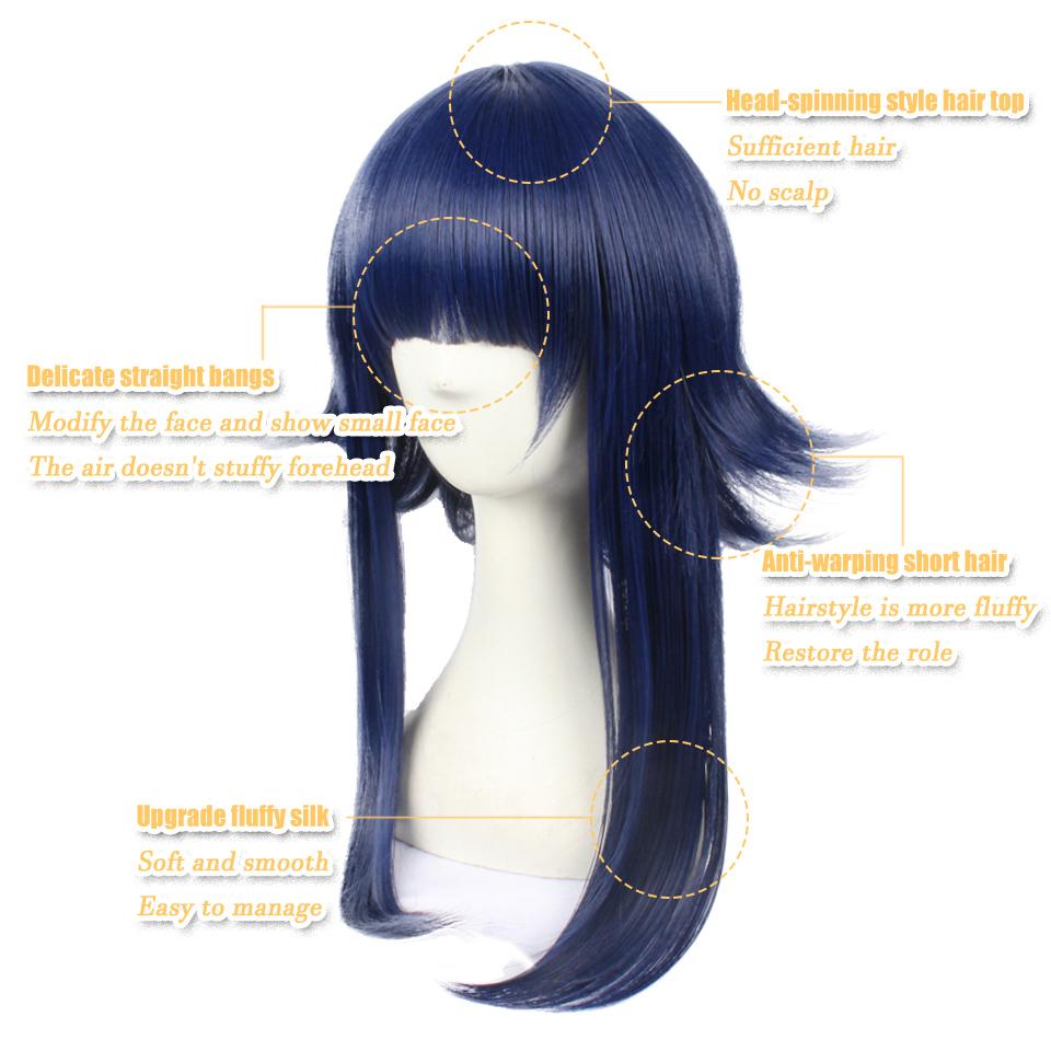 Синтетический парик с короткими волосами в черно-синем стиле, детский стиль косплея, парик для косплея в стиле мультфильма с прямой челкой