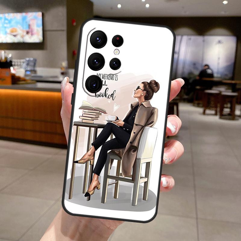 Чехол для телефона 'Принцесса Женщина-Босс Кофе' для Samsung Galaxy S25 Ultra S24 S22 S21 S23 FE S9 S10 S20 Plus S24 FE Мягкая крышка