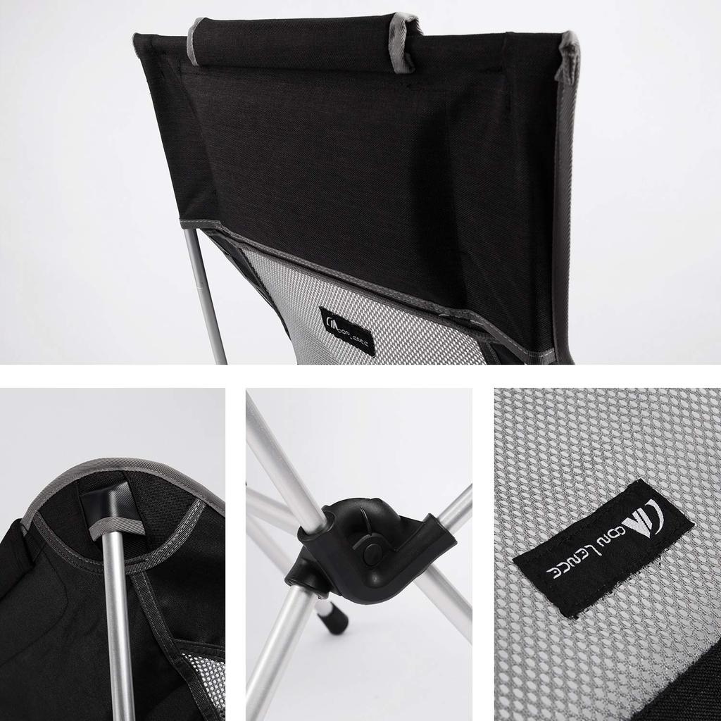 MOON LENCE Outdoor Camping Chair with Backrest, Compact, Ultra-Lightweight, Foldable, with Storage Bag, Easy to Carry, 180kg Weight Capacity (Black)