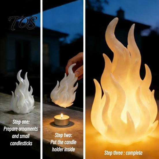 Artistic Desk Light Cover 3D Printed Flame Candle Holder Shade, Gothic Ambient Decor Figurine, Hollow DIY Atmosphere Tealight for Dining Room