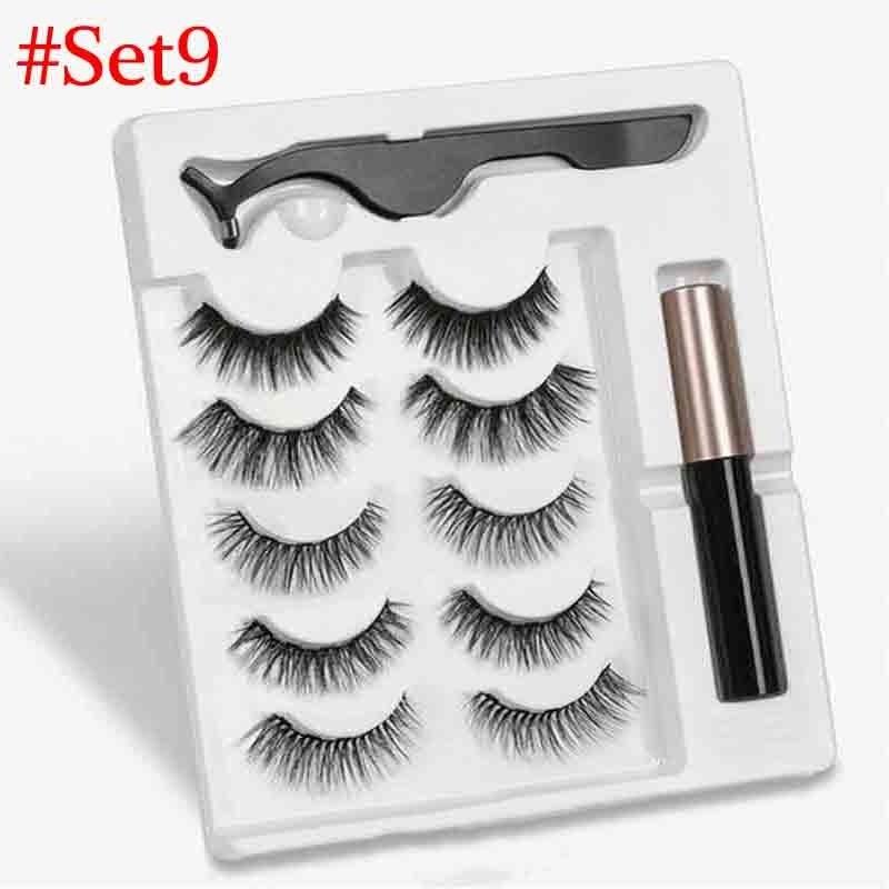 Новинка, 3 пары обычных магнитных ресниц, 5 магнитов, 3D набор норковых ресниц с подводкой для глаз, пинцет, натуральные накладные ресницы