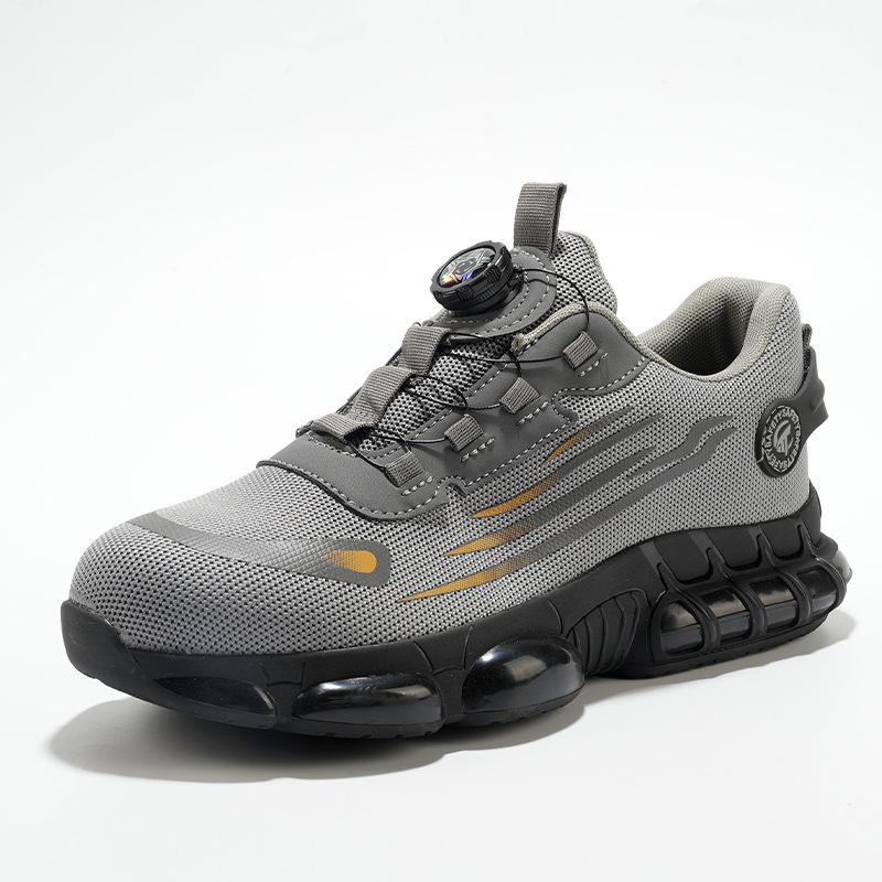 Мужская защитная рабочая обувь без шнурков, противоударная, пробиваемая, дышащая, с поворотной застежкой