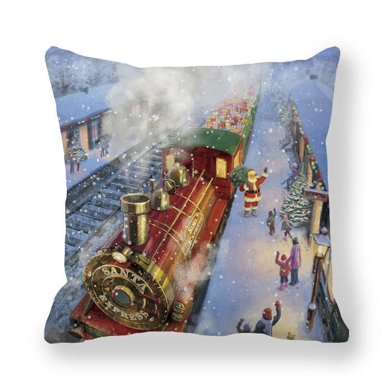Веселые рождественские украшения, чехол для подушки с принтом, украшение для дома, гостиной, дивана, квадратная наволочка 45x45 см