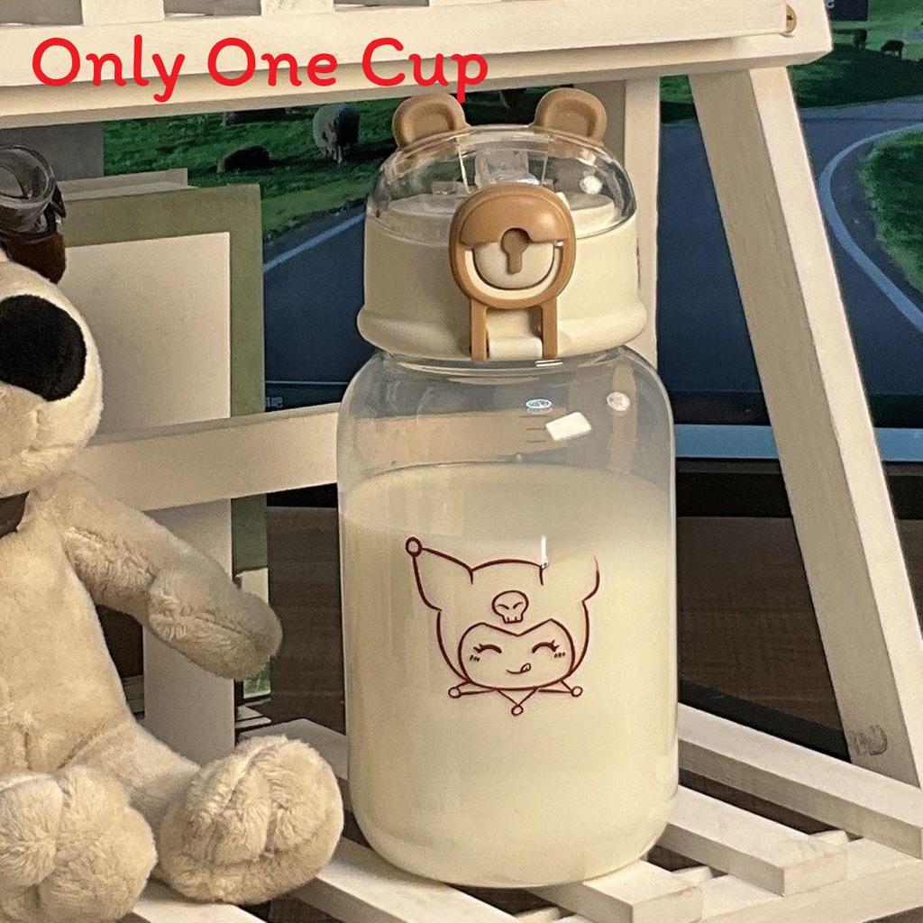 Cute Bear Plastic Water Cup With Straw For Summer And Office Use