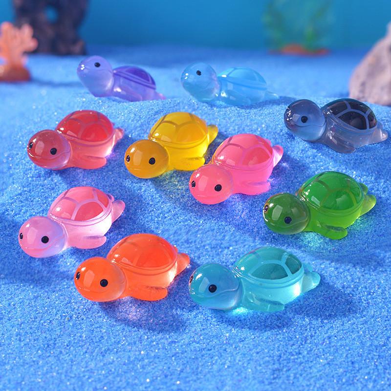 10Pcs/lot Multicolors Mini Luminous Turtle Miniatures Glow In the Dark Resin Ornaments Fairy Garden Decoration Micro Landscape