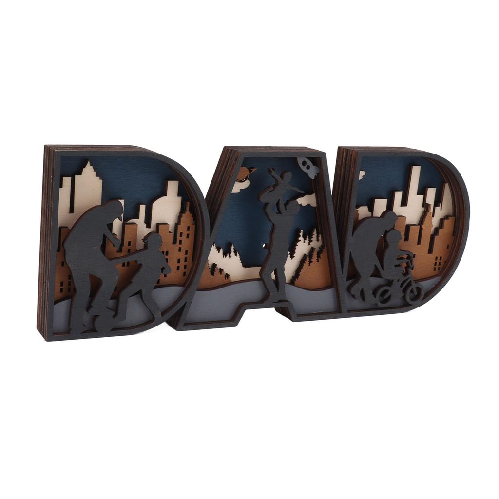 DAD Wooden Crafts Sign Fathers Day Wooden Craft Decoration for Home Bedroom Tabletop Office Desktop