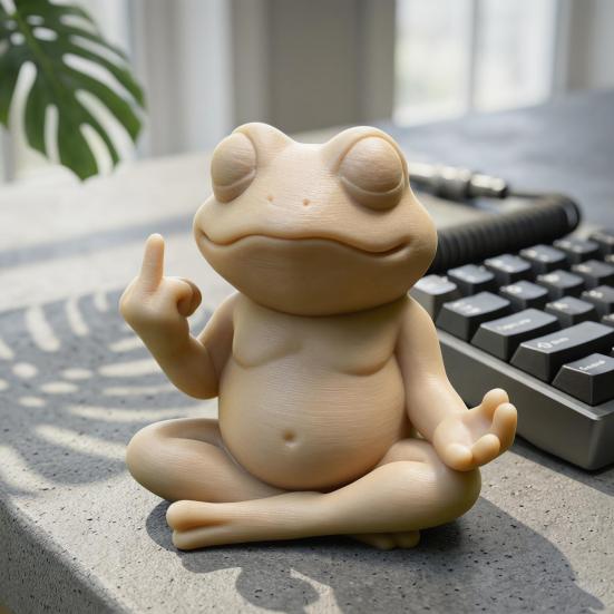 Медитативная лягушка, 3D-печатная, забавная, дзен, йога, лягушка, садовая статуэтка со средним пальцем, для стола, полки, домашнего офиса, патио, декор