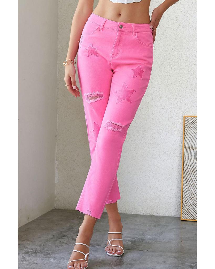 Azura Exchange Patchwork Straight Leg Jeans