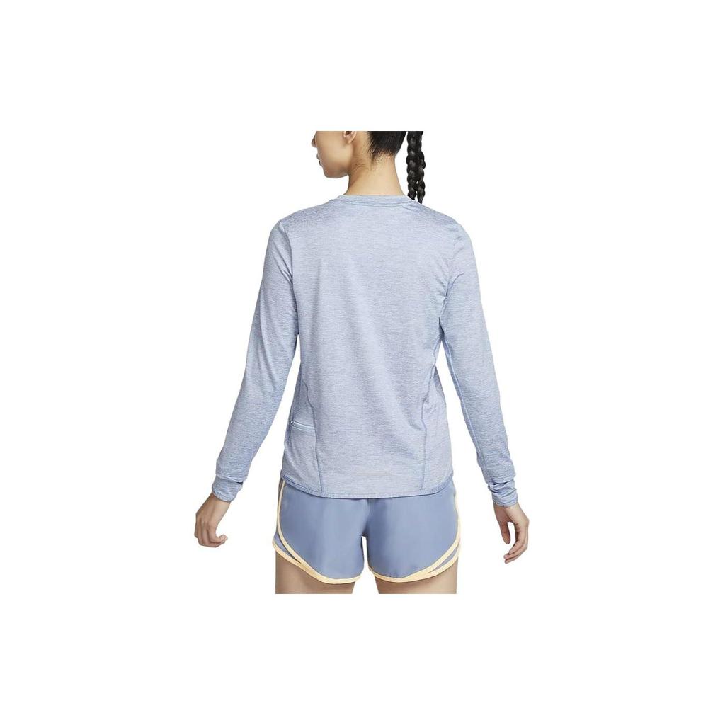 Nike Dri-FIT однотонная круглая горловина быстросохнущая повседневная футболка с длинным рукавом женские топы светло-голубые FB4298-440