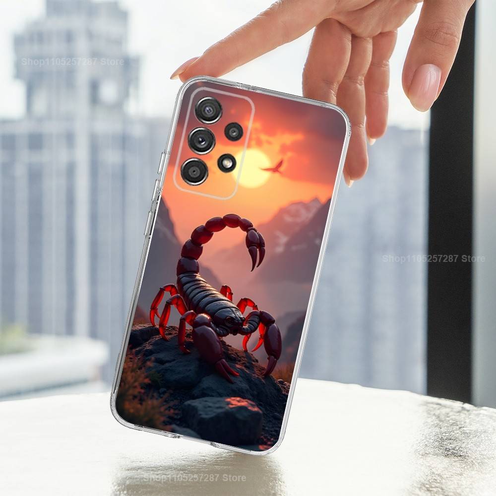 Cool Scorpion Art For Samsung A51,30,71,S9,Ultra,Lite,S23,22,21,PIus,10,20,FE,Transparent, Silicone Case