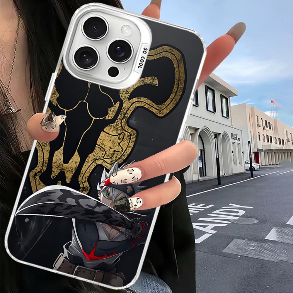 Чехол для телефона Черный клевер Для IPhone 16 15 14 13 12 11 Pro Max X XR XSMAX 8 7 Plus Матовый противоударный задний чехол