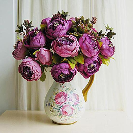 8Pcs Artificial Peony Realistic Easy To Use Vintage Artificial Peony Bouquet for Garden
