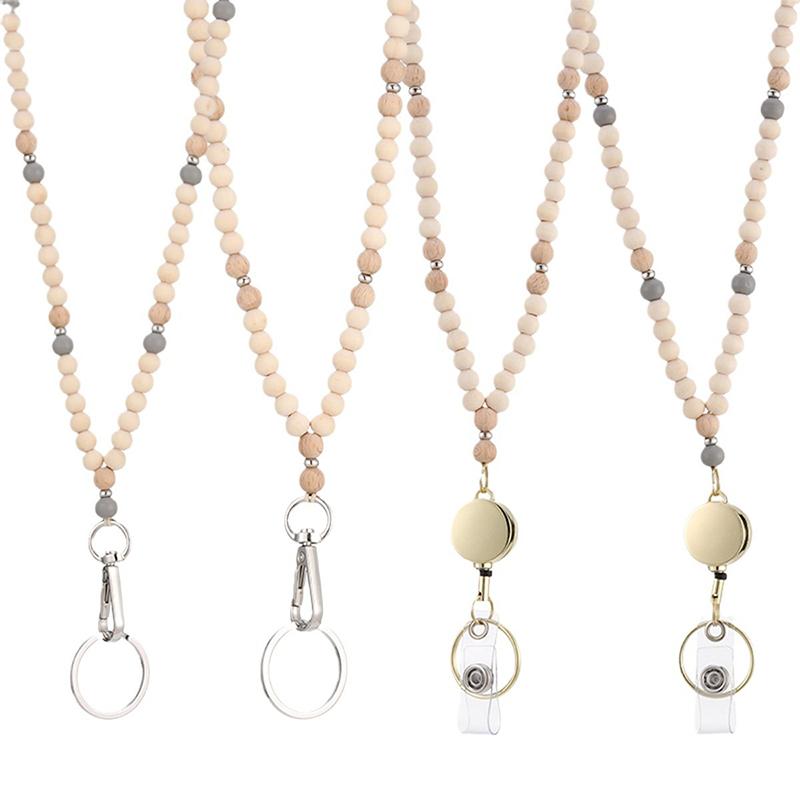 Бохо-шнурки для бейджей, подарки для женщин на Рождество, выдвижной деревянный держатель для бейджа с бусинами, шнур для учителя, круизный шнур