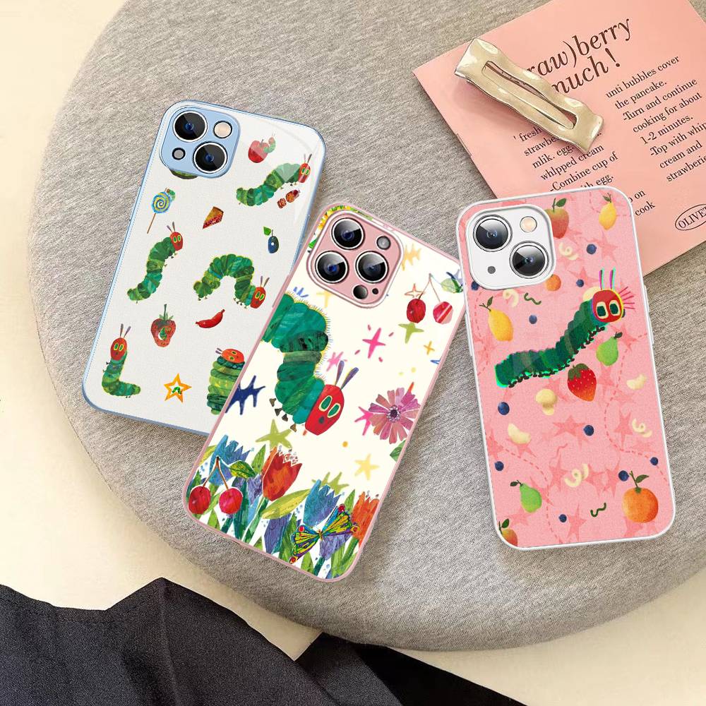 Очень голодная гусеница Для iPhone 14 13 12 Mini 11 Pro XS Max X XR 14 Plus Закаленное стекло