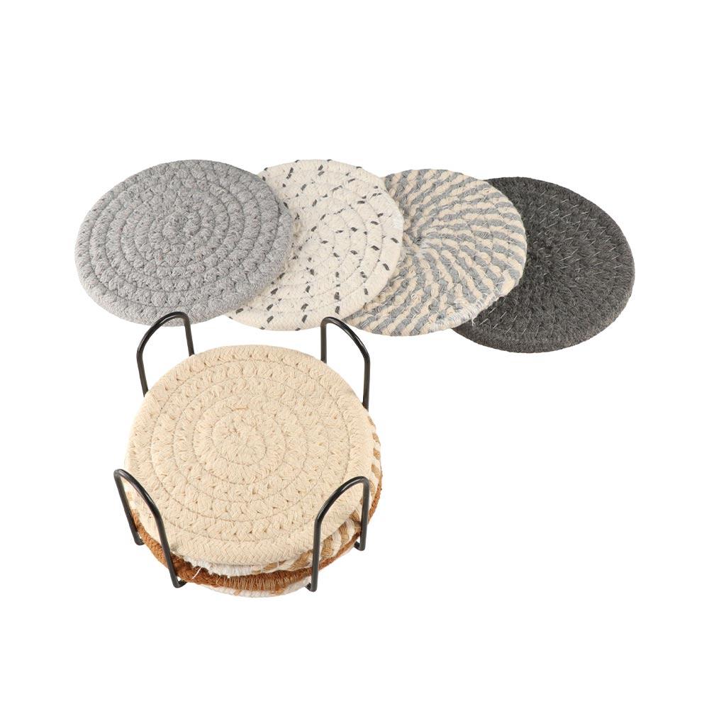 8/10 Pcs Cotton Rope Woven Trivet Placemats Braided Hot Pads Natural Dinner Plate Mat Set Desk
