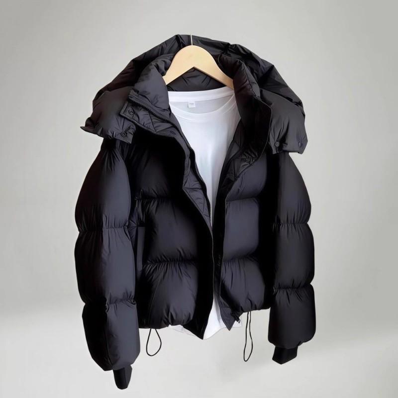 Womens Oversized Hooded Cotton Puffer Jacket 2026 Solid Color Casual Warm Coat Daily Wear