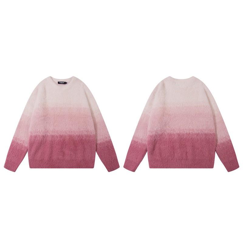 Unisex Oversized Knit Sweater Soft Faux Mink Cable Round Neck Winter Casual Top