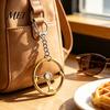 Steering Wheel Keychain for Backpacks, Metal Car Key Ring Holder Holder, Decorative Handbag Charm Pendant Lovers Alloy