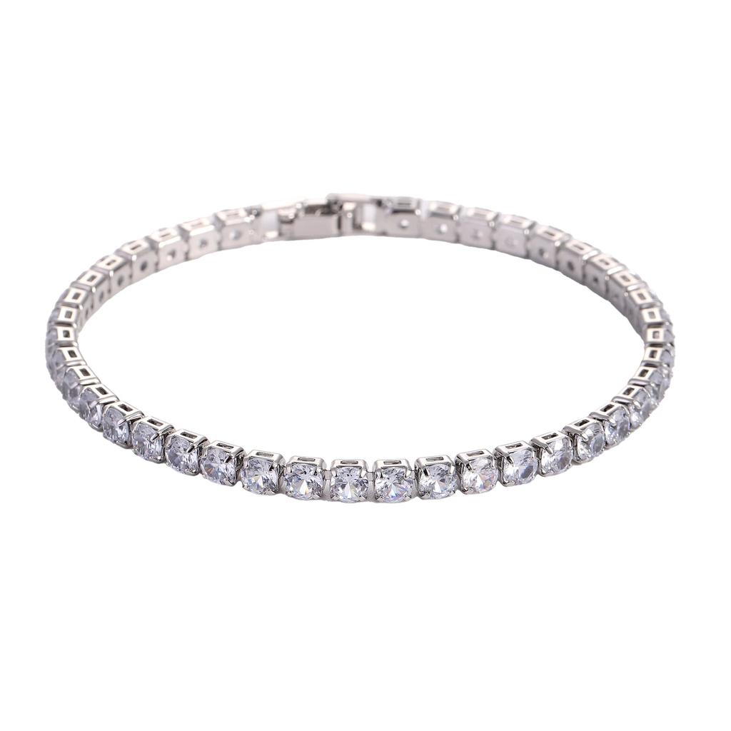 Luxury Hiphop Iced Out  4mm Cubic Zirconia Crystal Tennis Bracelets For Women Men Gold Color Silver Color Bracelet Chain Jewelry