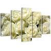 Five Piece Picture Canvas Print White Roses Flowers Nature