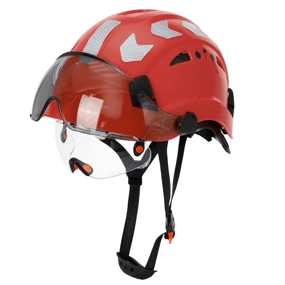 CE Construction Safety Helmet with Visor Built In Goggle Reflective Sticker for Engineer ABS Industrial Work Hat Head Protection