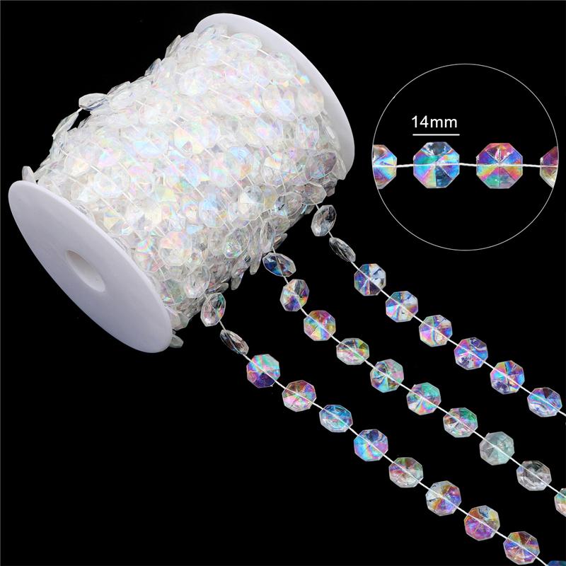 17-60Meter Imitation Pearl Acrylic Beaded Chain Trim Garland Strand for Door Curtain Wedding Decoration DIY Embellished Accessories