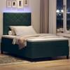 LED Box Spring Bed with Mattress Dark Green 120 x 190 cm Velvet