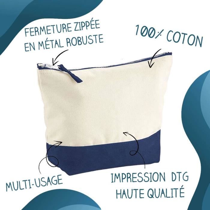 Trousse de maquillage - PLANETEE - Dominique ça n'existe pas - Grand format - Coton - Impression HD (Fabriquée en France)