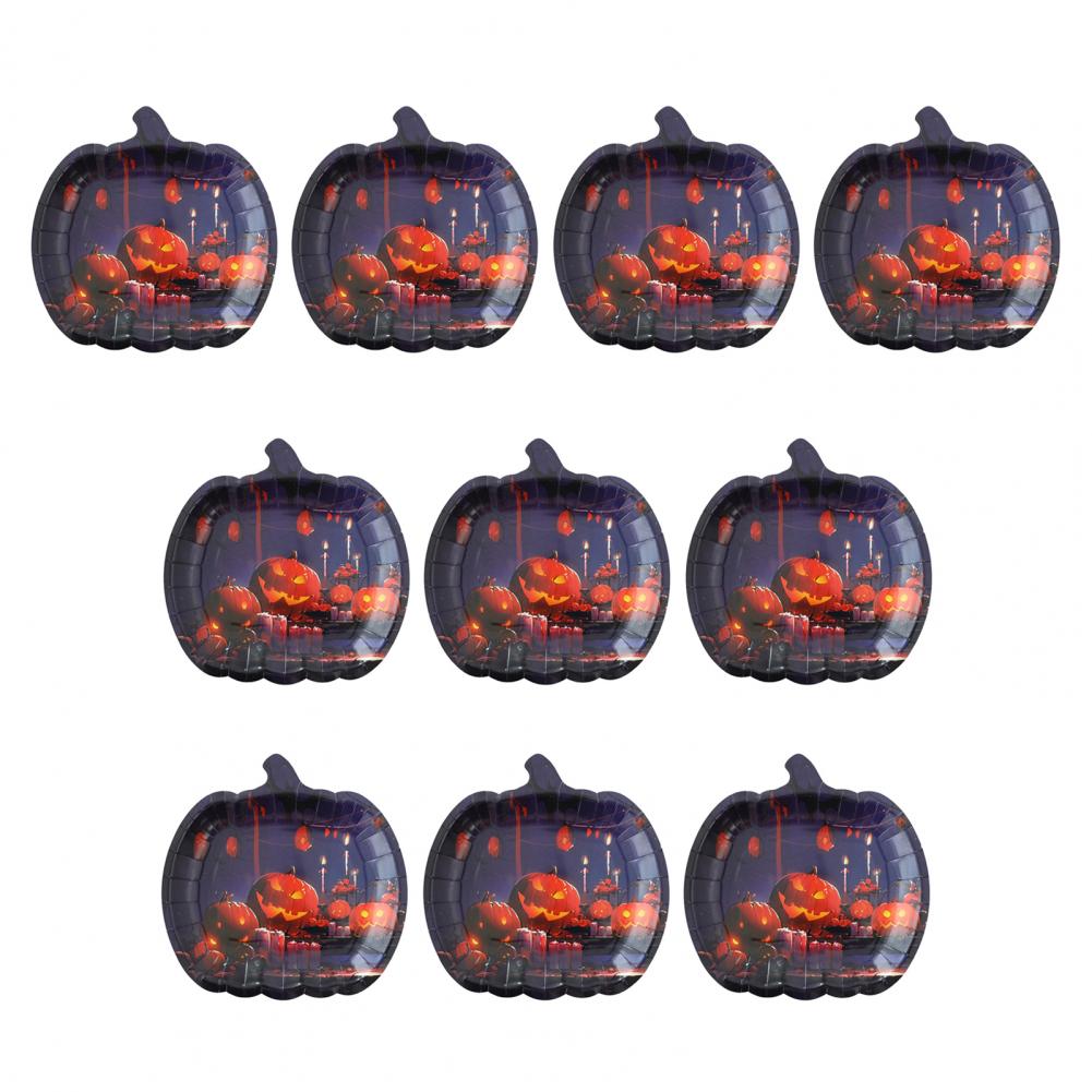 День Благодарения Одноразовые тарелки Маслостойкие Одноразовые тарелки Хэллоуин Тыква Бумажные тарелки Черные Оранжевые для Вечеринки Осень