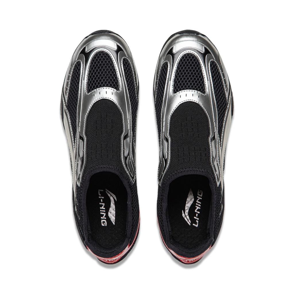 Li Ning Filin Racing Slip-On CNY Спортивные Удобные Износостойкие Амортизирующие Низкие Повседневные Туфли Мужские повседневные туфли Черный Серебристый AGLW059-1