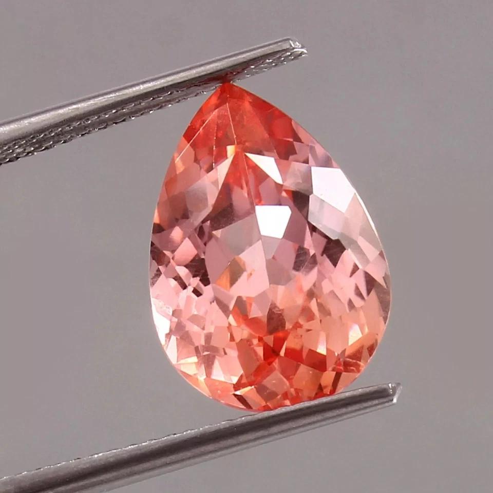 Padparadscha Sapphire 8 Ct Natural Pear Stunning Sri Lanka Certified Gemstone