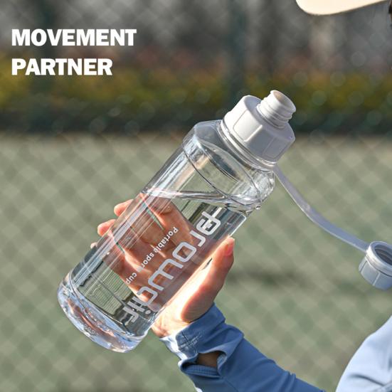 Бутылка для воды спортивная 1000 мл с ручкой, большая емкость, герметичная чашка-шейкер, портативная посуда для питья, прозрачная, для улицы, бега, велоспорта, путешествий