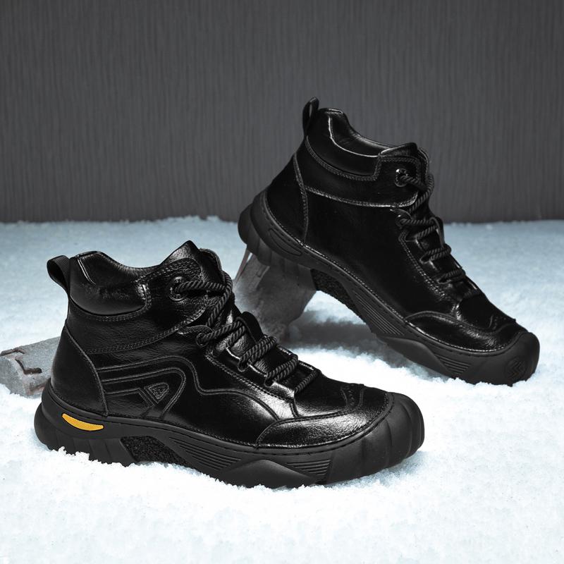 Зимние мужские ботинки в стиле ретро, теплые мужские походные хлопковые ботинки, повседневные кроссовки, зимние ботинки, нескользящая мужская обувь для отдыха из натуральной кожи
