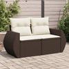VidaXL Garden Sofa with Cushions 2 Seater, Seat with Backrest, Patio Backyard Terrace Outdoor Furniture, Brown 366211