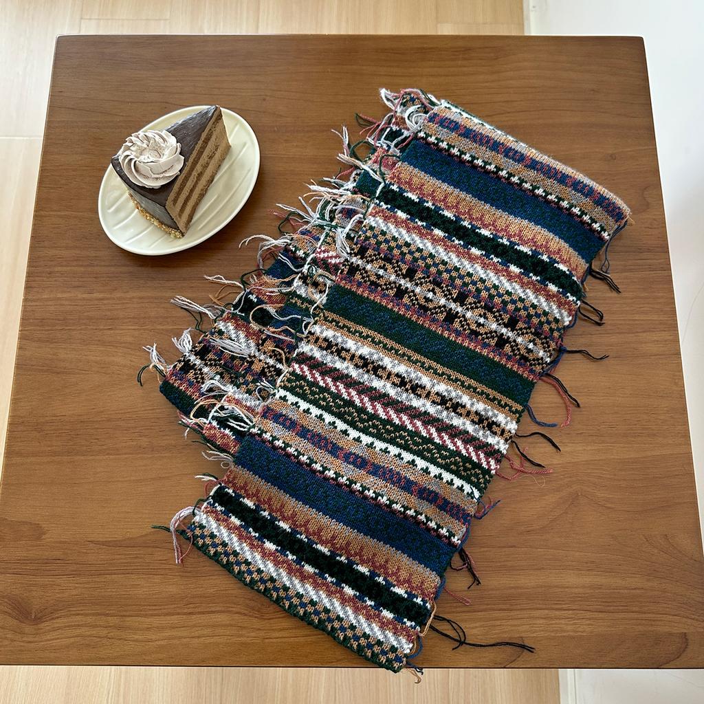 1 шт. Многоцветный графический шерстяной вязаный шарф в стиле Fair Isle с кисточками, мягкий, морозостойкий, универсальный шарф-снуд