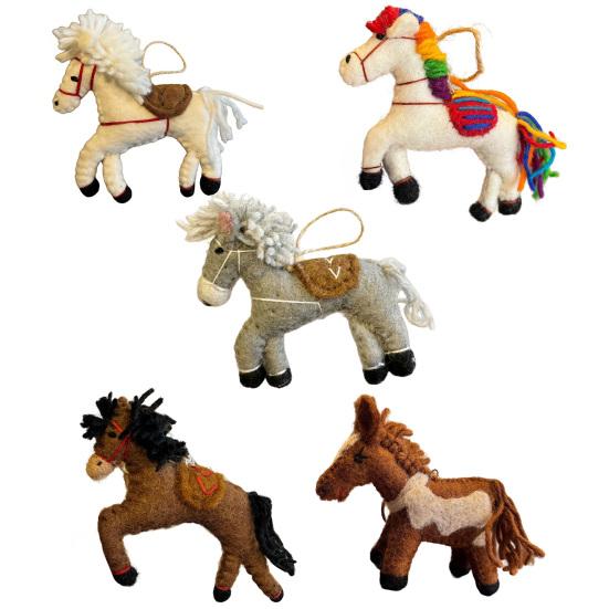 Винтажное ручное войлочное украшение-лошадка, символ Китайского Нового года, шерстяной животный амулет для украшения елки, дома, автомобиля, рюкзака