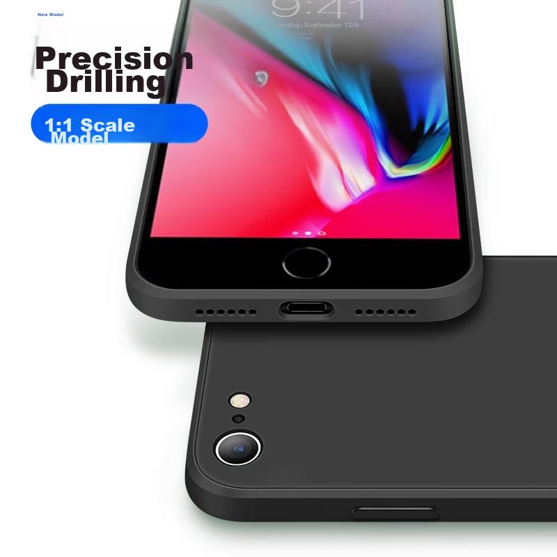 IPhone SE/8/7 Case, IPhone/8/7 Protective Cover, Newly Upgraded Full Protection Liquid Silicone Case, Feel, Shockproof, Ultra-Thin Soft, Black