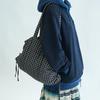 Clam Shirring Shoulder Bag ( black check )