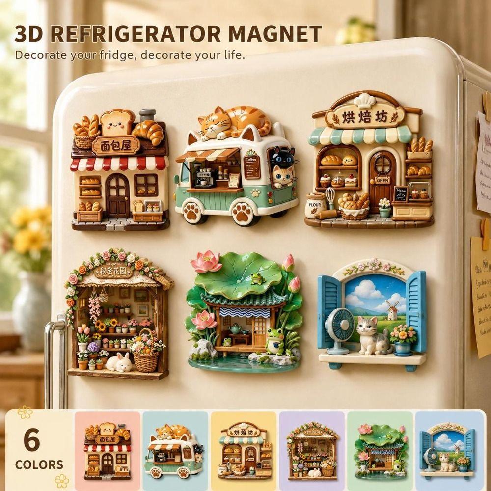 3D Relief Refrigerator Magnet Cute Cat Theme 3D Refrigerator Stickers Cat Fridge Magnet Home Decor