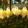 Waterproof Solar Ghost Lights with Playful Face Design LED Ghostly Ground Lamps Outdoor Halloween Decorations for Yard Garden Pathway