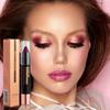 2 In 1 Shiny Metal Lipstick Eyeshadow Pen Pearlescent Eyeshadow Lip Liner Dual Purpose Crayon Long Lasting Lipstick Crayon Lip Makeup Eye Makeup