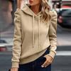 Autumn Winter Women's Hoodie Solid Color Long Sleeve Sweatshirt Stacked Sleeve Casual Comfortable Women's Hoodie