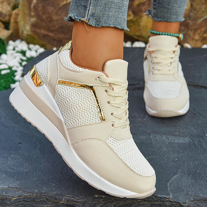 Fashion Women's Lightweight Wedge Sneakers Thick Sole Breathable Running Sports Shoes Woman Plus Size Fashion Lace Up Platform Sneakers