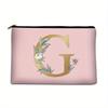 Flower  Letter Print Zipper Storage Bag  Lightweight Versatile Pouch Trendy Clutch Bag